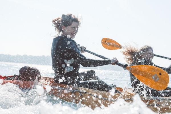 Young girls kayaking in Jersey