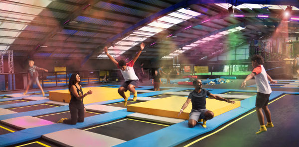 Kids jumping on trampolines at Jump Jersey