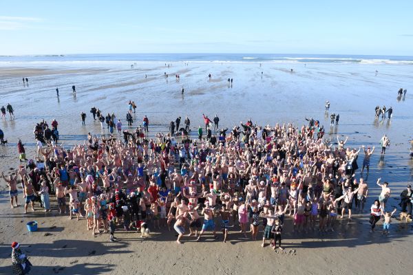 A crowd of people on St Ouen