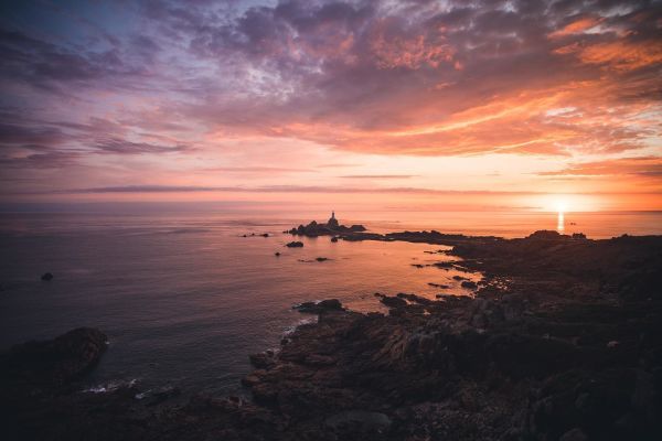 Corbiere Lighthouse at sunset