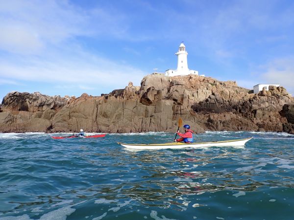 Kayaker at Corbiere lighthouse