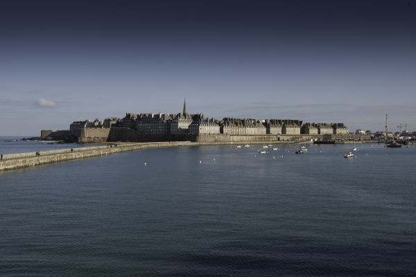 Saint Malo walled city surrounded by the sea