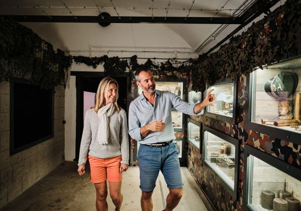 A couple visiting the Jersey War Tunnels