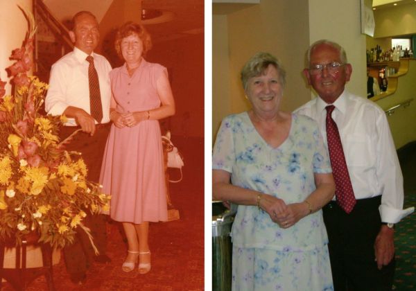 Honeymooning couple in Jersey - then and now