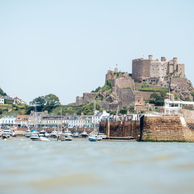 A view of Mont Orgueil Castle and harbour