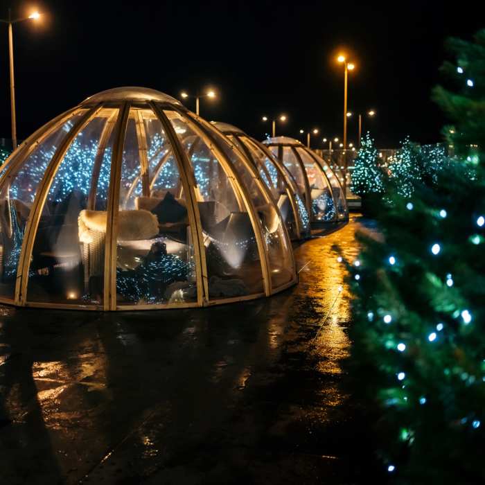 The Winter Domes on the terrace of the Grand Hotel and Spa in Jersey.